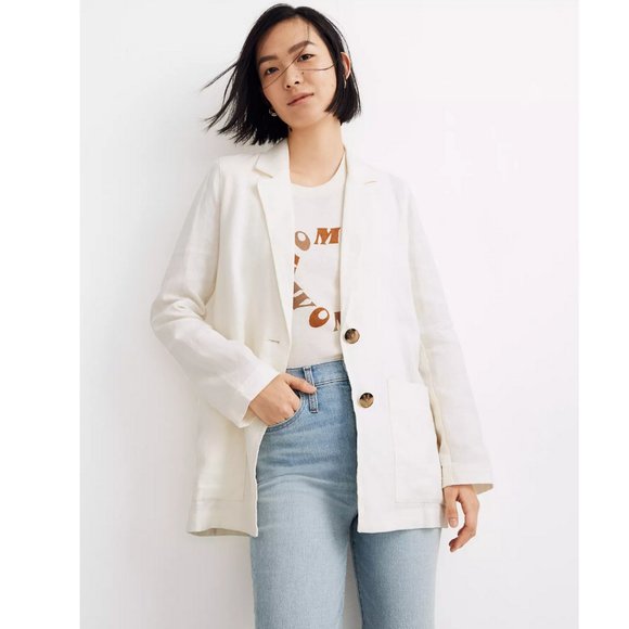 Madewell Jackets & Blazers - Madewell Linen Dorset Blazer White M NWT